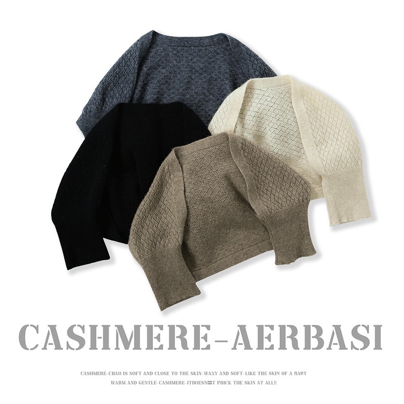 Cashmere Knitted Thin Shoulder Pads Office Pure Color Women's Cape Scarf Neck Protector Air-Conditioned Shawl Room Cardigan Outer Wear