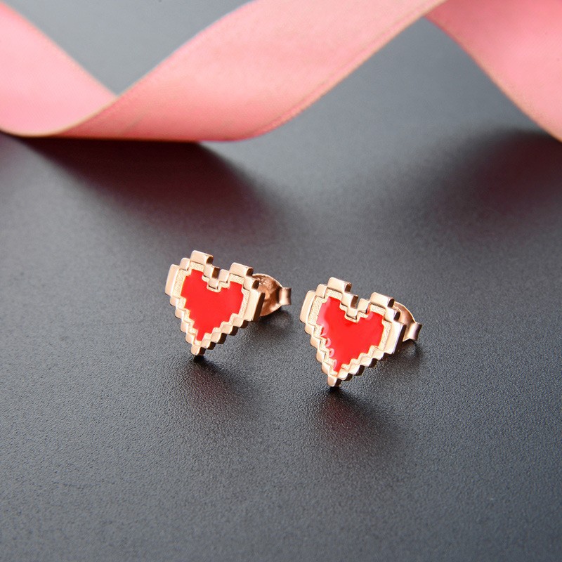 Love ear Stud oro rosa-con tapones de plástico para los oídos