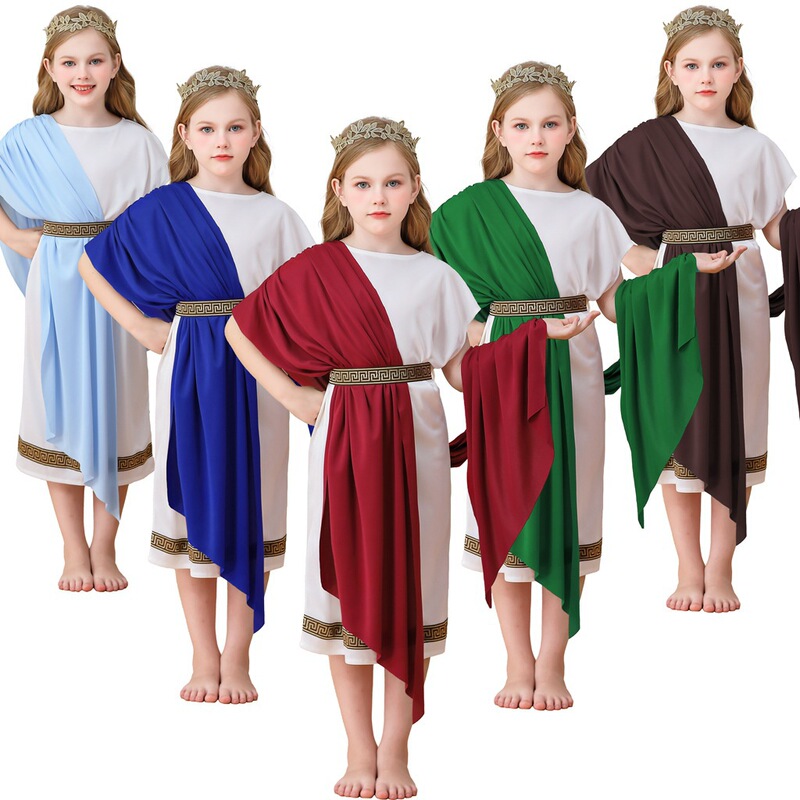 Halloween Children's Costumes Greek Mythology Boys and Girls Costumes White Roman Carnival Performance Costumes Toga Robes Halloween Children's Costumes Greek Mythology Boys and Girls Costumes White Roman Carnival Performance Costumes Toga Robes