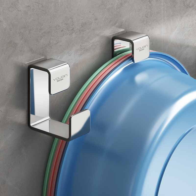 304 Stainless Steel Washbasin Storage Rack Bathroom Bathroom Punch-Free Storage Rack with Washbasin Hook Artifact