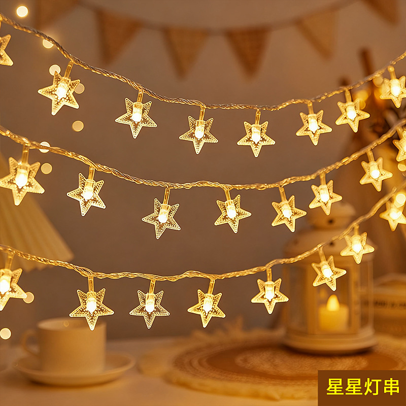 Año Nuevo LED lámpara de decoración de navidad estand luces de atmósfera al aire libre acampando estrella estrella de color a prueba de agua lámpara de luz de cadena