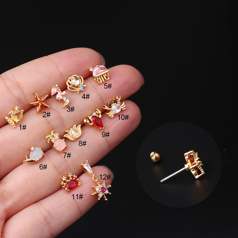 Ear Cartilage Rings & Studs Geometric Copper Artificial Gemstones display picture 1
