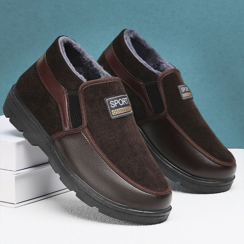 Zapatos de algodón para hombres de invierno nuevas botas para hombres con terciopelo grueso zapatos de ancianos calentamiento para hombres botas de algodón cómodas con suela gruesa