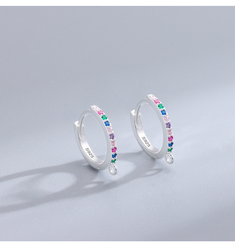 1 Pair Simple Style Color Block Plating Inlay Sterling Silver Zircon Hoop Earrings display picture 2