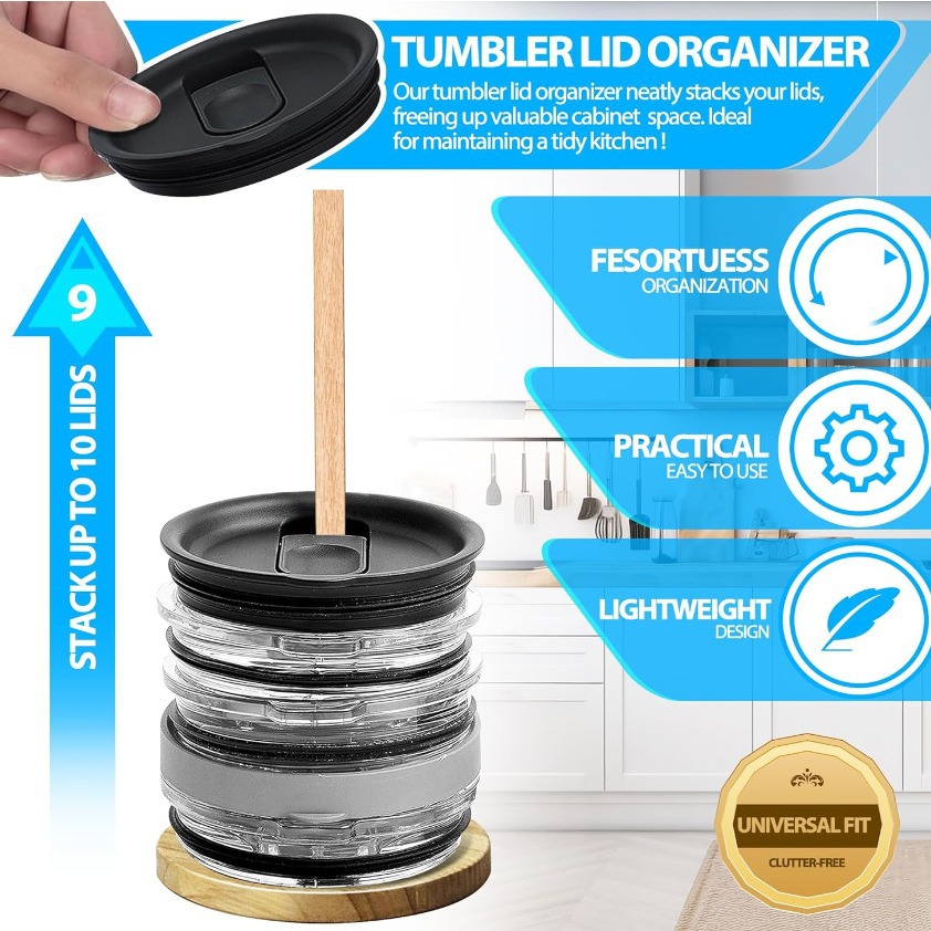 Venta caliente transfronteriza tapa de la taza organizador de madera extraíble estante de almacenamiento de cocina universal Mason tapa organizador