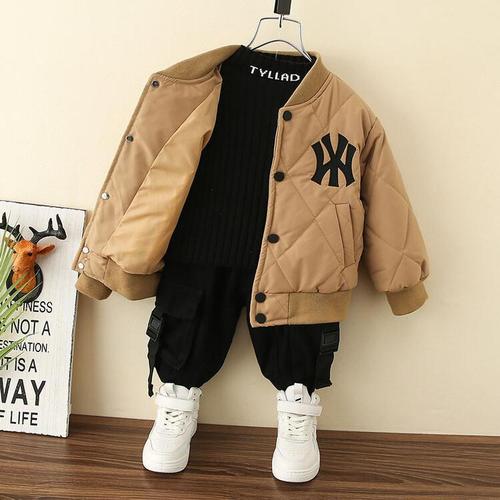 Boys' Autumn and Winter Cotton Baseball Jackets  Winter New Style Handsome Children's Tops Baby Fashionable Outerwear