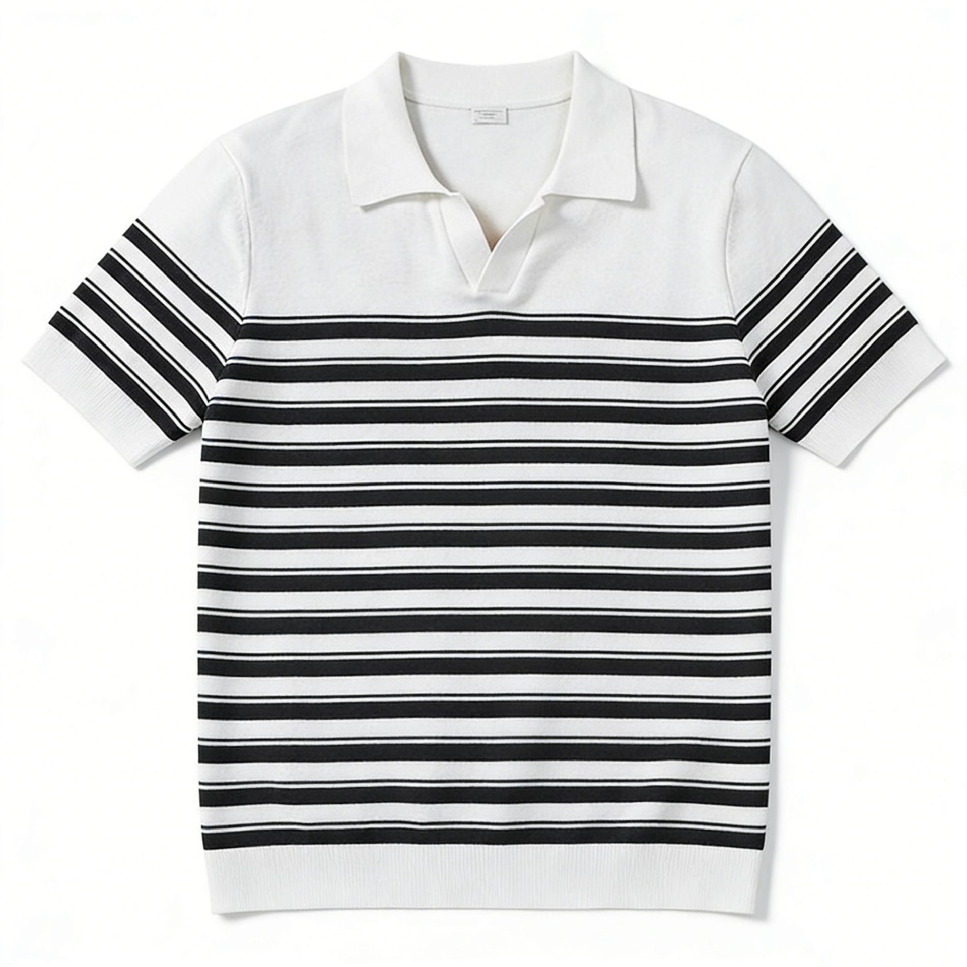 Polo camiseta de punto camiseta de manga corta hombre V-collar gaviota rayas viejas camiseta de hielo de viento de verano fábrica transfronteriza al por mayor