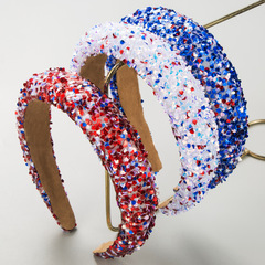 和鳴新款海綿亮片發箍時尚寬邊壓發高顱頂頭箍女超閃潮流派對髮飾