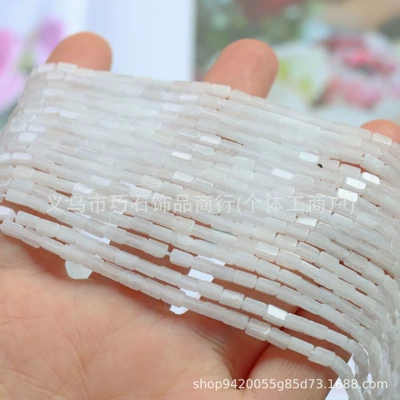 Stone Rectangular Loose Beads Agate: Zərgərlik ara hissələri - natural-white-jade-24mm