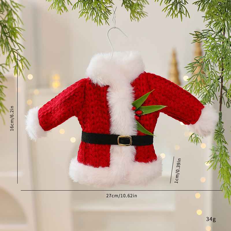 Handmade Knit Santa Claus Ornament – Striped Red & White Christmas Tree Decor, Festive Hanging Decoration For Holiday Home, Mantel & Gifts_voghion.com