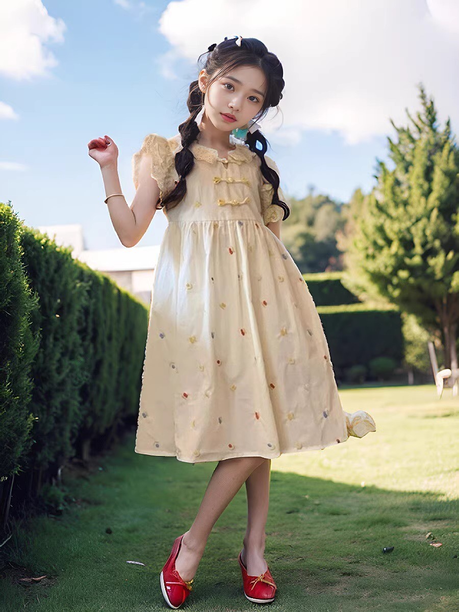 Girls' floral 2024 summer new fashionable and stylish children's women's clothing princess vest dress_voghion.com