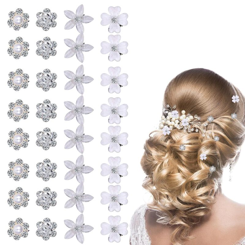 真珠のu型のヘアピンのヘアピンのビーズの花の髪とフォークの髪のドリルの花嫁の髪の花のフォークのu型のヘアピンの女性|undefined