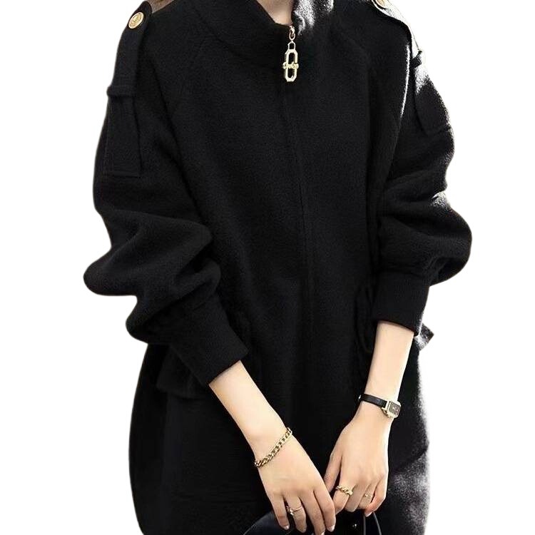 外套女春秋款2025新款纯色大码宽松时尚洋气立领收腰抽绳外穿风衣|undefined