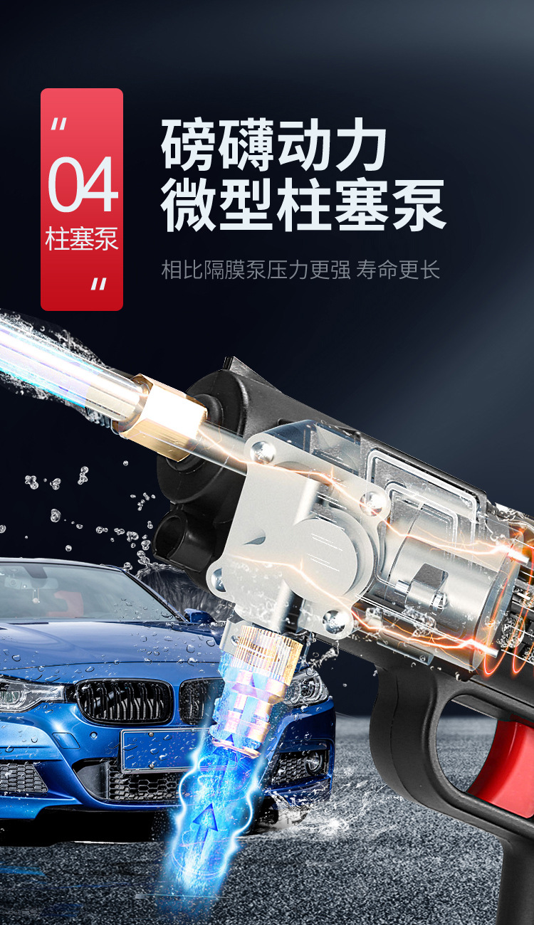 Lithium Battery High Pressure Car Wash Gun Car Wash Machine Electric Cleaning Tool