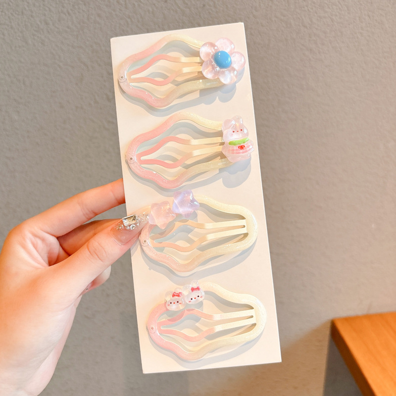 Pinza de pelo con flequillo de color dopamina, clip lateral, clip de pelo roto lateral, tocado de bebé para niños, clip de pico de pato, horquilla femenina