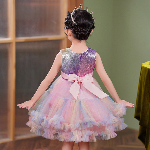 Girls dress vest princess dress sequin dress short skirt cake skirt mesh tutu skirt Children's Day