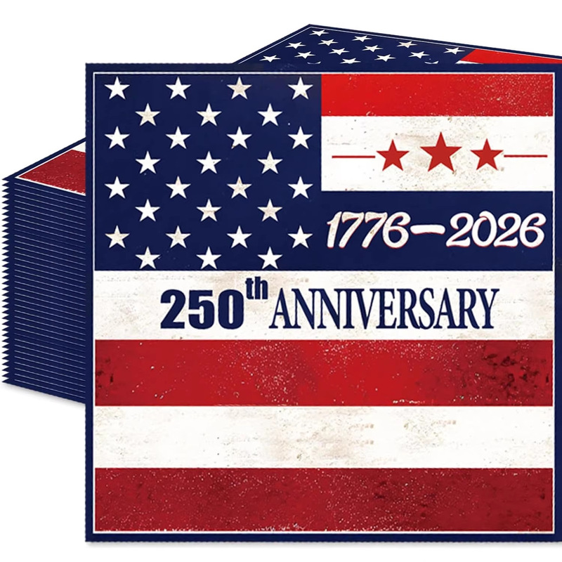 250Th Anniversary Patriotic Theme Independence Day Memorial Day Celebrating the Birth of America Flag Pattern Disposable Napkins