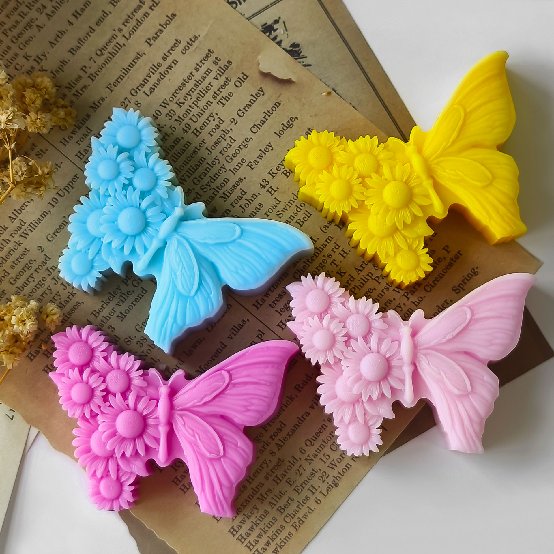 Jiahui Mei flores mariposas hechas a mano molde de mariposas DIY mariposas decoración de goteo de goma tira magnética piedra de perfume