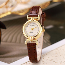 复古风轻薄学生表小盘布纹面精致腕表女士石英手表跨境批发代发