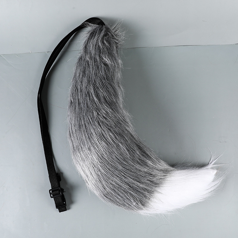 9cm 장발 여우 꼬리 마 그레이 플러스 화이트