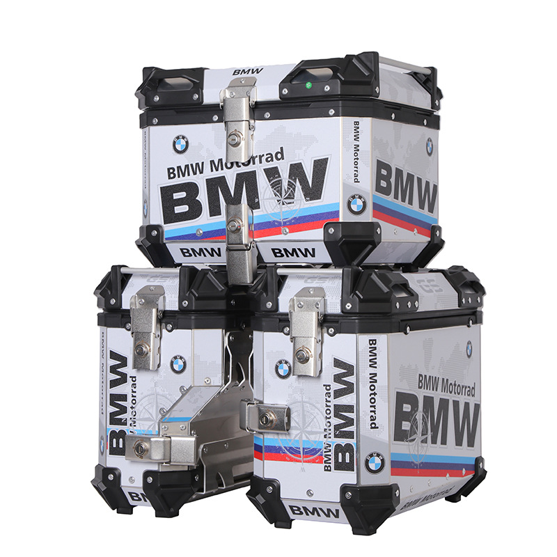 38L Left Exhaust Side Box Motorcycle Universal Aluminum Alloy 45L Tail Box Waterproof Three-Box Anti-Theft Travel Storage Box
