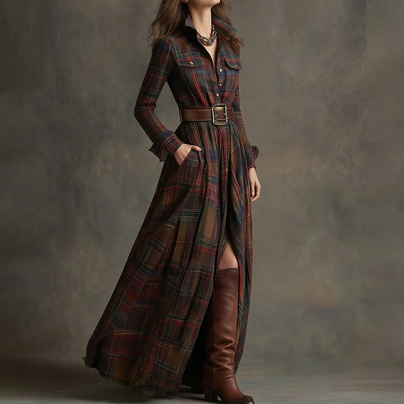 Set gonna francese vintage a quadri svasato e dimagrante donna_voghion.com