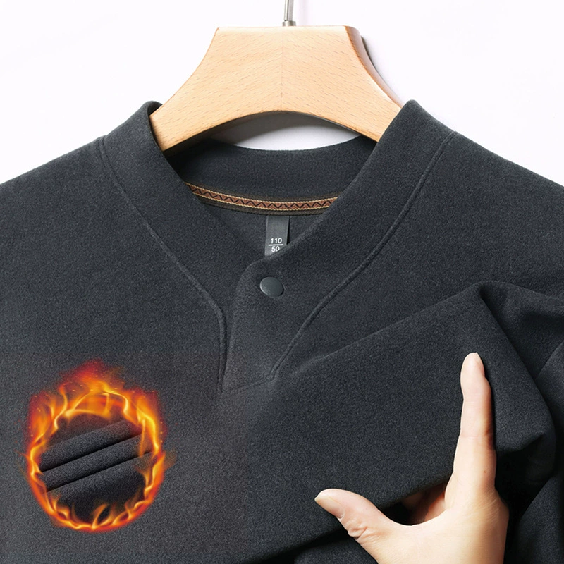 Популярная двусторонняя бархатная термотолстовка в прямом эфире, осенне-зимняя мужская мягкая верхняя одежда с длинными рукавами и одной пуговицей для мужчин среднего возраста