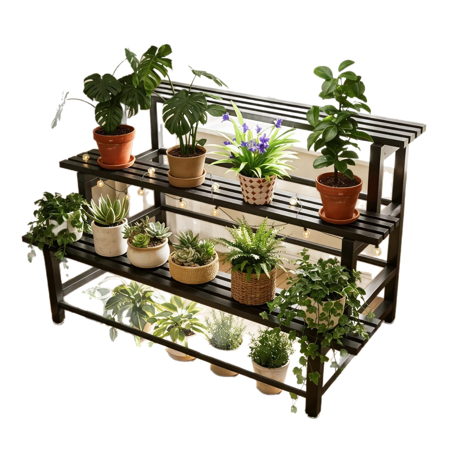 Estante de flores balcón estante escalonado plantas multicapa soporte de maceta de hierro forjado estante de flores sala de estar tipo piso