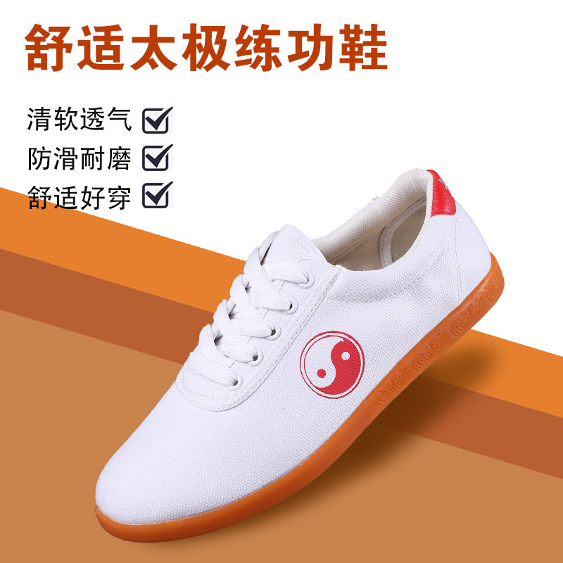 Chen Jiagou Tai Chi Shoes Men's Canvas Shoes Practice Shoes Women's High-Bottom Breathable Martial Arts Special Tbottomon Sole Soft Sole Morning Practice Shoes