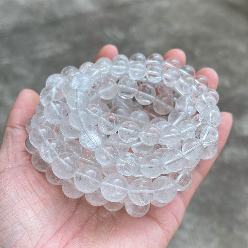jingzhou jewelry 1a natural white ghost crystal bracelet transparent fashion simple men‘s and women‘s crystal bracelet wholesale
