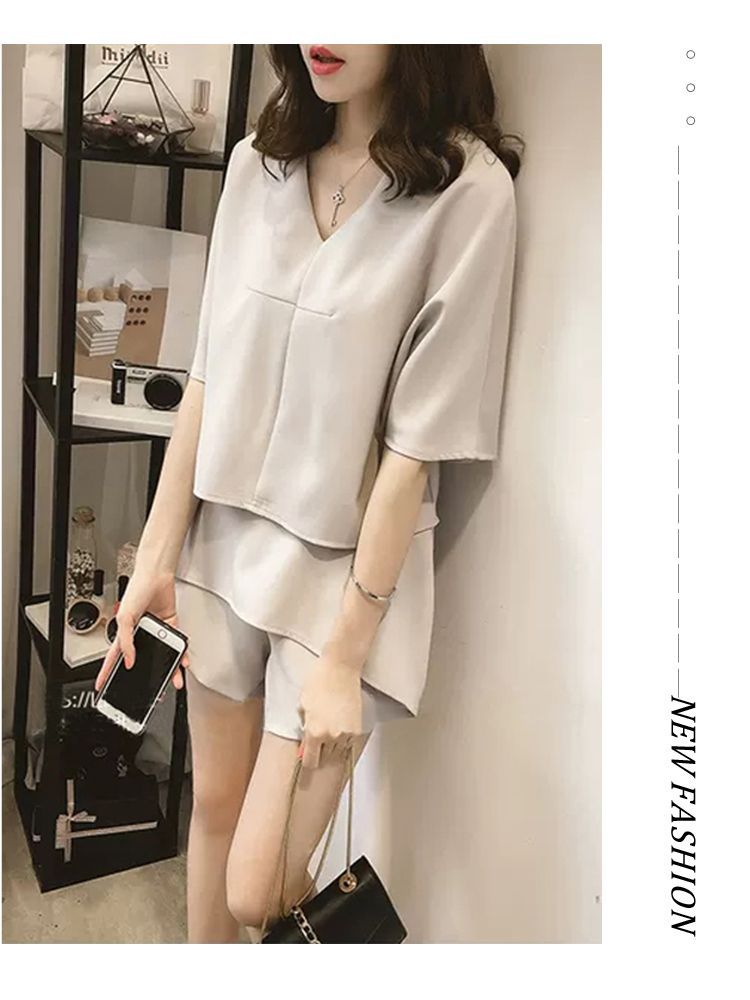 Bộ quần short nữ mùa hè rộng thùng thình 2 món (áo + quần short) phong cách thoải mái — 715 # Đậu xanh (áo+quần short) chi tiết 12