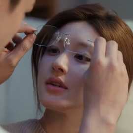 许我耀眼网红同款无边框眼镜女许妍近视可配度数镜框超轻眼镜框架