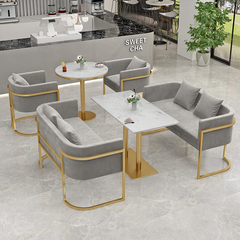 Nordic Iron Sofa Chair Cafe Double Sofa Table and Chair Milk Tea Shop Complete Fabric Negotiation Sofa Card Seat