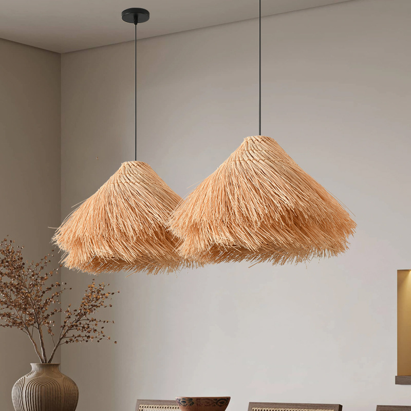 Estilo japonés sala de estar comedor sala de té Zen estudio dormitorio lámpara chino retro cabecera ratán araña