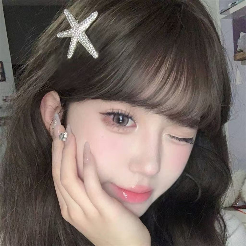 シルバーヒトデヘアピン女性のための 2025 新しいハイエンド気質サイド前髪クリップヘアピン韓国サイドクリップ|undefined