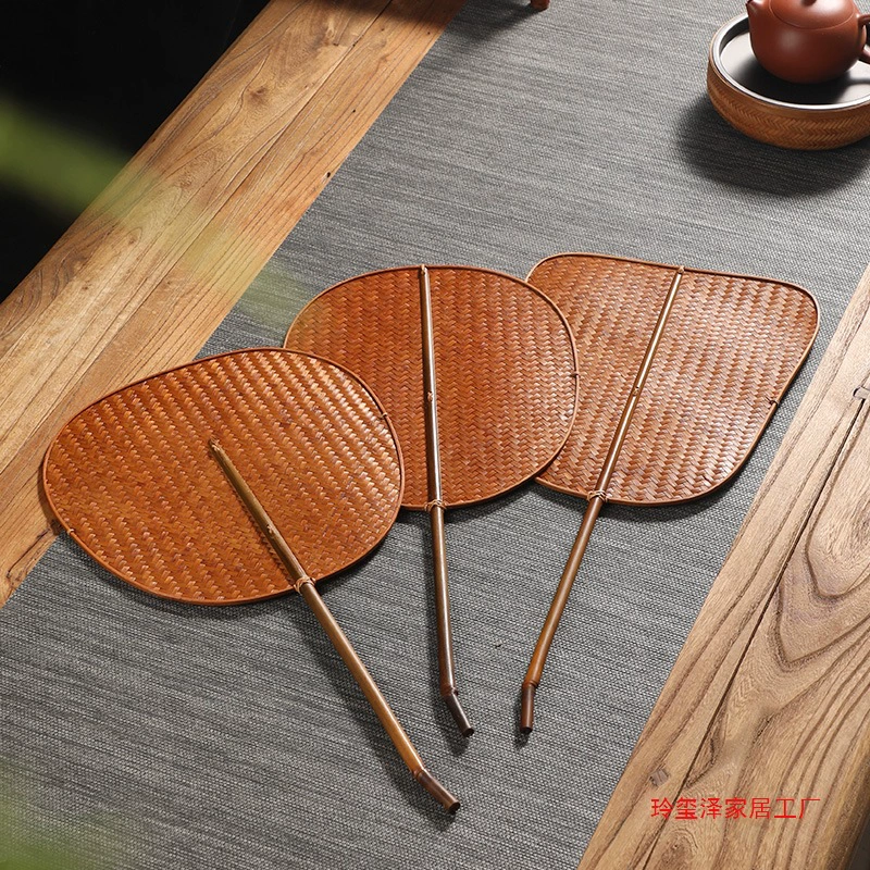 Бамбуковый лаковый веер ручной работы в китайском стиле, китайский ретро-бытовой летний охлаждающий веер, круглый веер, банановый веер, поясной веер