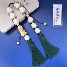 菩提莲花好运连连汽车挂件黄杨木平安小佛车后视镜挂饰双流苏车挂
