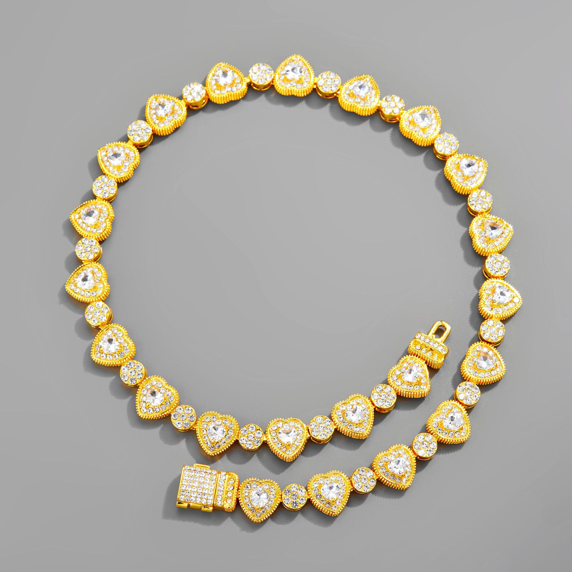 Fashion Heart Shape Alloy Inlay Rhinestones Unisex Necklace 1 Piece