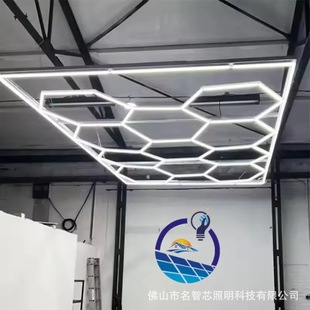 Cross-Border Hexagonal Garage Light 110V220V Honeycomb Light Film Waterproof Car Wash Light Auto Repair Shop Work Station Light 11 Holes