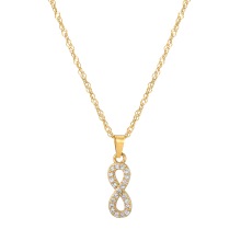 驰航饰品欧美跨境时尚个性字母项链带钻不锈钢字母项链饰品批发