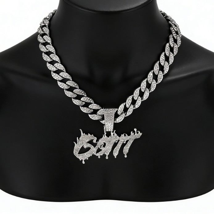 Europa y los Estados Unidos Hip-Hop lleno de diamantes cadena cubana llama Gott letras colgante collar accesorios de rap marca de moda para hombres al por mayor