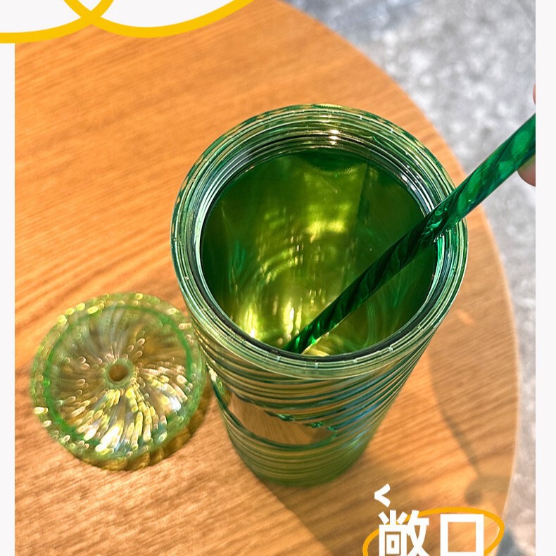 新型の越境メーカーは二重のプラスチックのストローのコップの女子学生の夢幻星の巴の創意のねじの回転のコップを供給します。|undefined