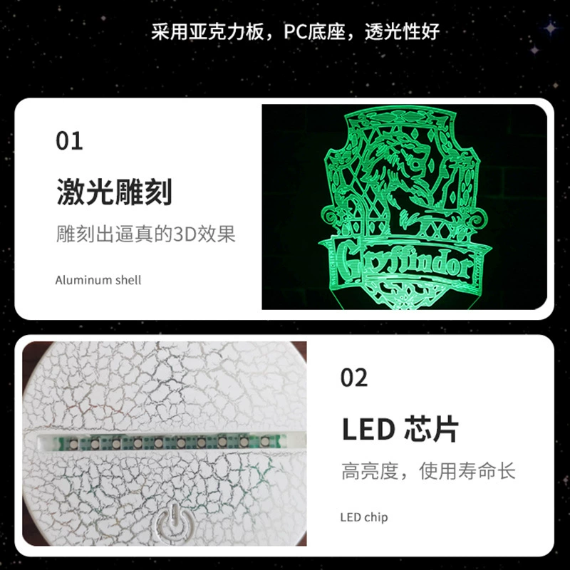Creative LED night light, touch table lamp, (跨境贸易), 3D, дистанционное управление