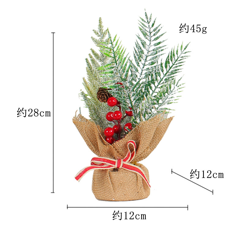 Hong Kong amor mini árbol de Navidad árbol de pino aguja al por mayor árbol de Navidad Lino rojo fruta escritorio árbol de Navidad