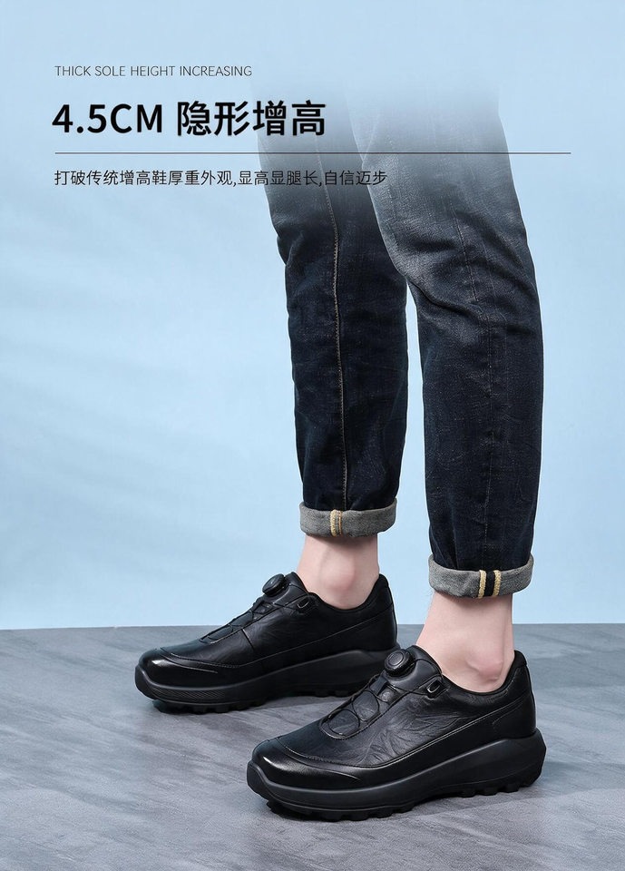 Giày da nam lười cổ thấp đế dày khóa xoay, da bò thật, phong cách thể thao ngoài trời — màu xám, đen chi tiết 5
