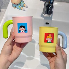 多巴胺色系漱口杯可爱创意防水杯贴纸漱口杯装饰贴画学生家用牙杯