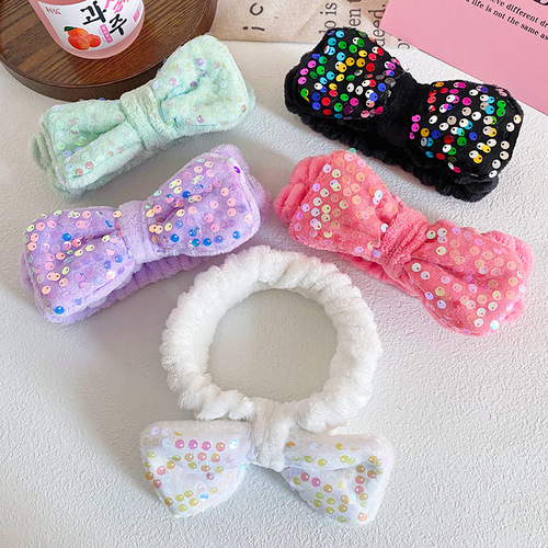 Korean style new bow sequin headband ladies face wash SPA sports internet celebrity fashion hair accessories wholesale