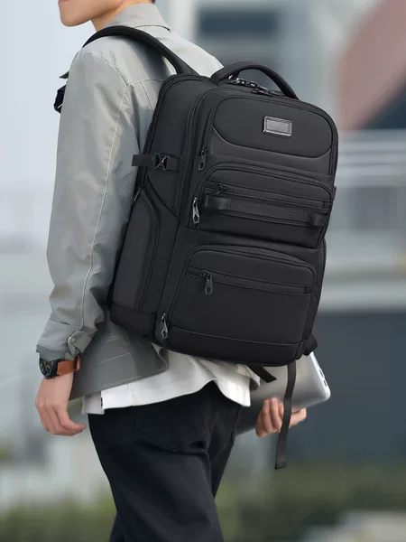 Cross-border men's expandable backpack, large capacity, water-resistant, lightweight backpack for business trips, travel, and leisure, laptop backpack