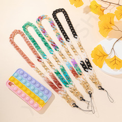 跨境流行歐美撞色亞克力手機鏈時尚甜酷風掛脖防滑手機繩鏈批發