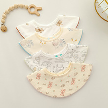 韩版婴儿360圆形口水巾宝宝棉质防水围嘴百搭滚边幼儿吐奶巾